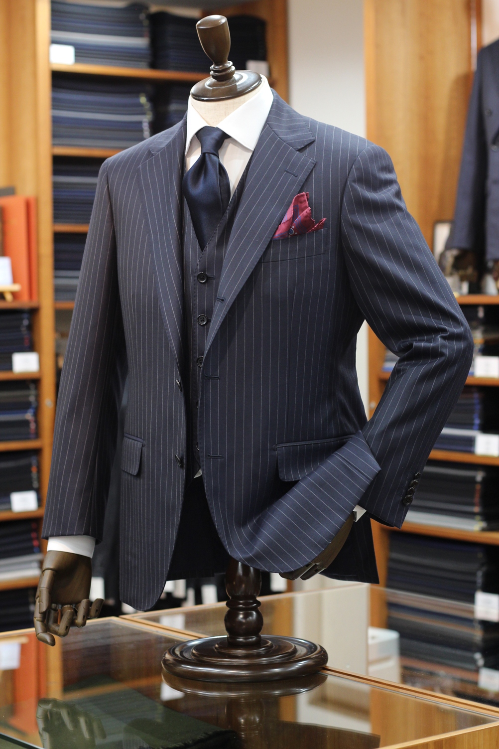 Super150'S Navy Stripe Suit【England Fabric】 | テーラーフクオカ